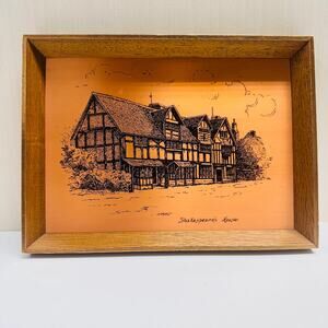 Vintage Coppercraft Copper Etching Shakespheares House Art England HBM 10